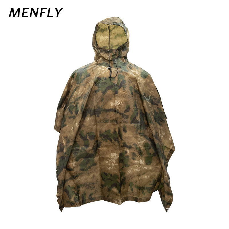 Emergency Poncho Rain - MENFLY ATFG Moss Camouflage ยุทธวิธีเสื้อกันฝนกันน้ําสําหรับล่าสัตว์ผู้ชายทหาร Camo