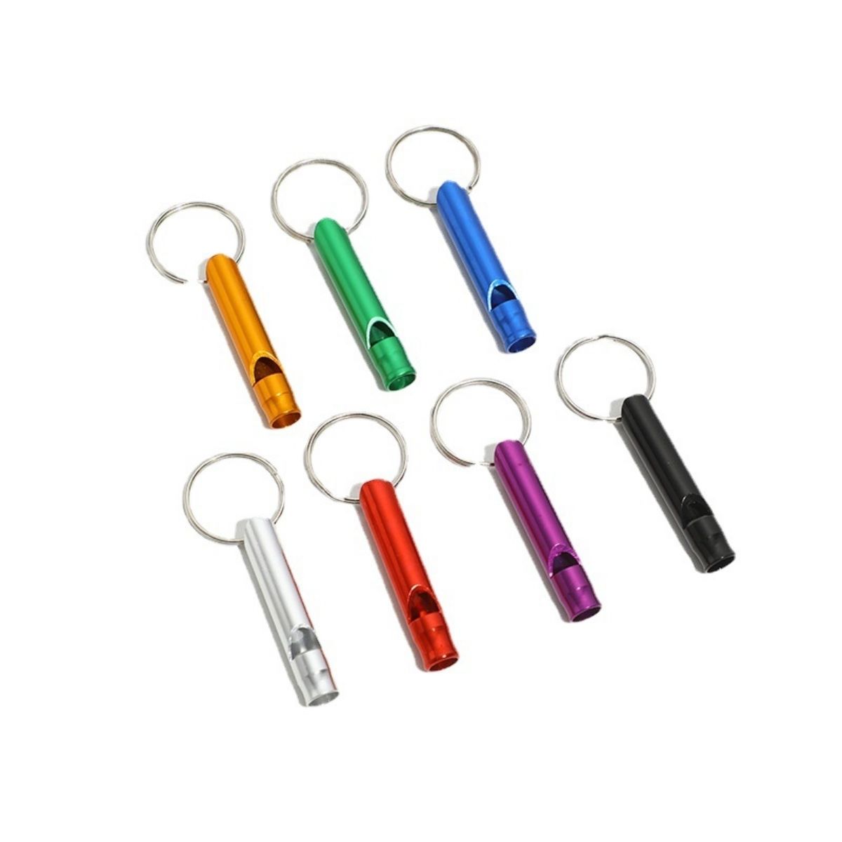 Emergency Whistle Loud - นกหวีดฉุกเฉิน 7 ชิ้น สีสุ่ม พร้อมพวงกุญแจ นกหวีดอลูมิเนียมเสียงดังพิเศษสำหรับความปลอดภัยในการเอาตัวรอด