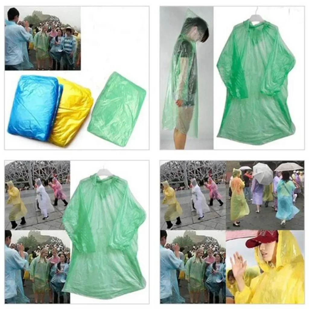 5/10PC เสื้อกันฝนแบบใช้แล้วทิ้ - Emergency Poncho Rain บทวิจารณ์และราคา
